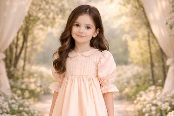 Girl in a blush gown