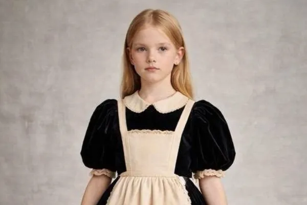 Girl in a black velvet gown